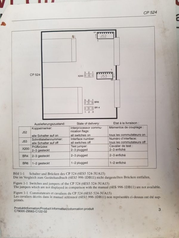 SIEMENS SIMATIC 6ES5524-3UA15 COMMUNICATIONS PROCESSOR MODULE