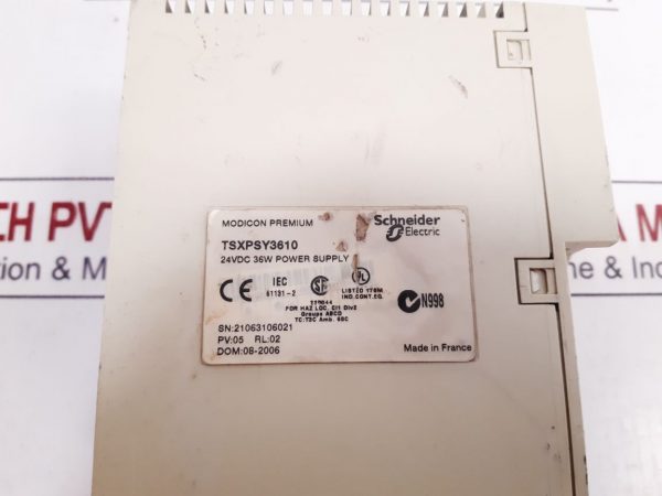 SCHNEIDER ELECTRIC MODICON PREMIUM TSXPSY3610 24VDC 36W POWER SUPPLY MODULE