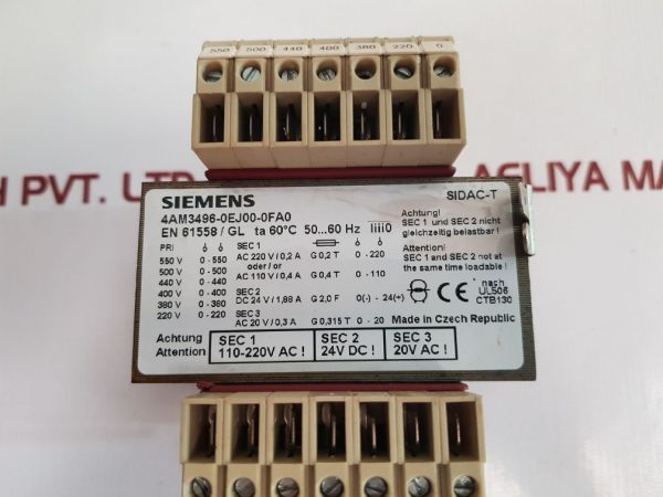 SIEMENS 4AM3496-0EJ00-0FA0 TRANSFORMER