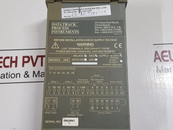 DATA TRACK PROCESS INSTRUMENTS 280 RELAY