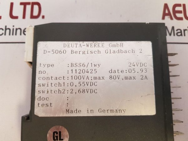 DEUTA-WERKE BSS6/1 OUTPUT RELAY BSS6/1WY