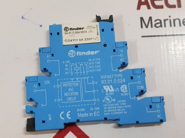 FINDER 3FINDER 34 SERIES RELAY WITH SOCKET 34.51.7.024.00104 SERIES RELAY SOCKET 34.51.7.024.0010