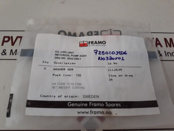 FRAMO 2112639 WASHER SER