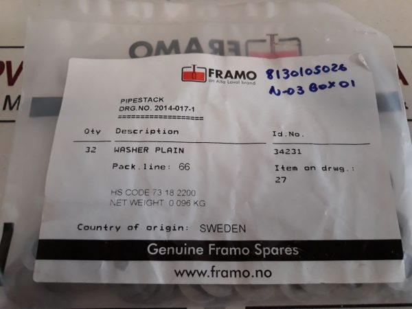 FRAMO 34231 WASHER PLAIN