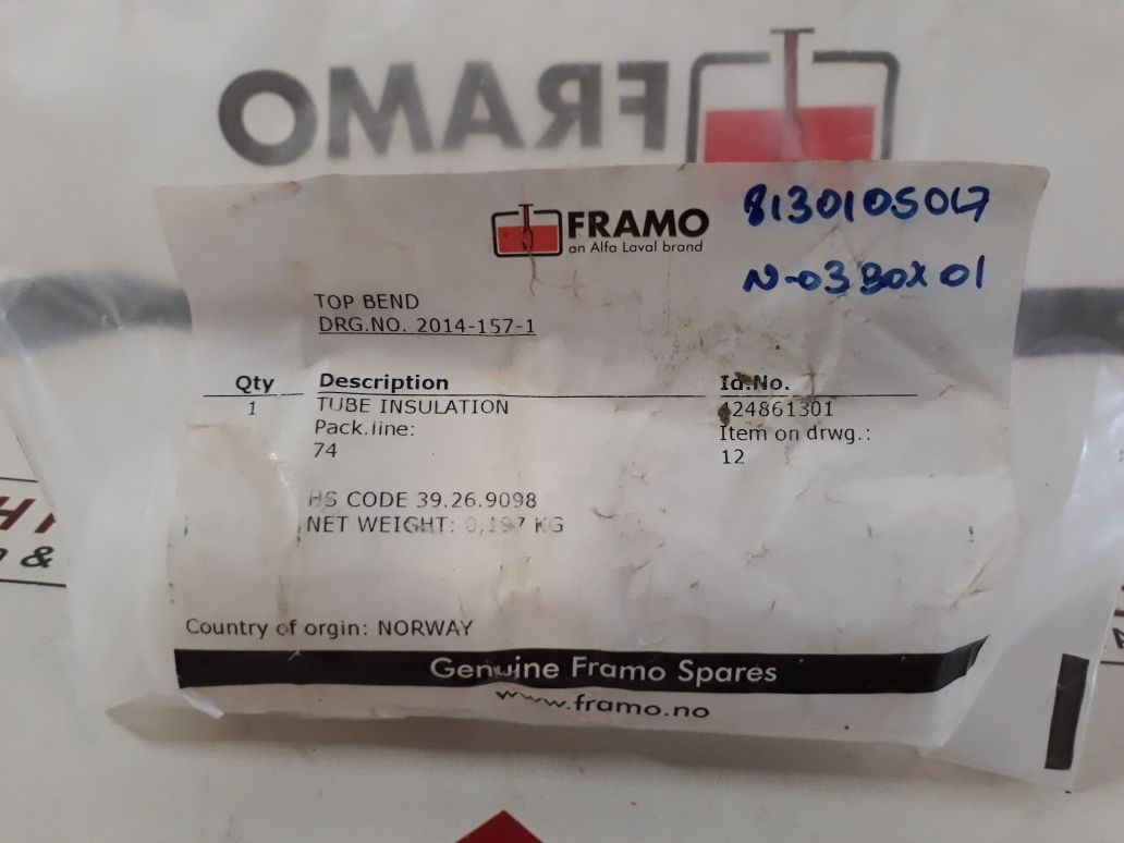 FRAMO 424861301 TUBE INSULATION