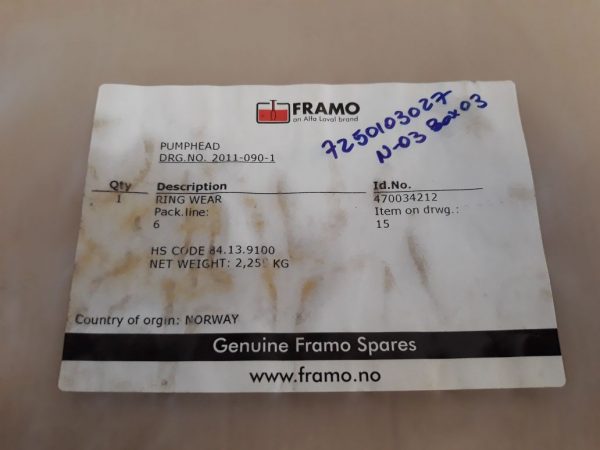 FRAMO RING WEAR GENUINE FRAMO SPARES 470034212