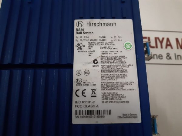 HIRSCHMANN RS30 RAIL SWITCH 0802O6O6SDBEHH04.2.02
