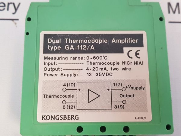 KONGSBERG GA-112/A DUAL THERMOCOUPLE AMPLIFIER