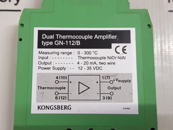 KONGSBERG GN-112/B DUAL THERMOCOUPLE AMPLIFIER