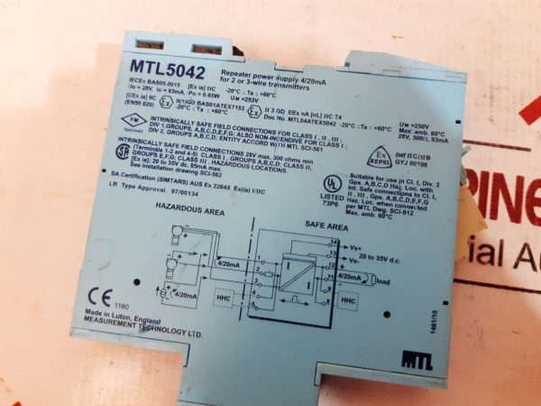 MEASUREMENT MTL5042 REPEATER POWER SUPPLY 4/20 MA