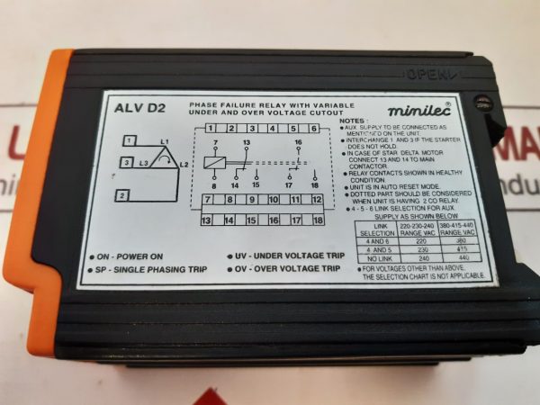 MINILEC PHASE FAILURE RELAY WITH VARIABLE ALV D2