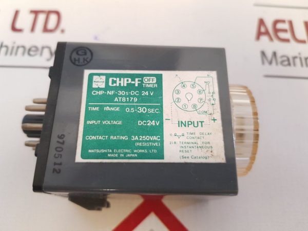 MATSUSHITA ELECTRIC NATIONAL CHP-NF-30S-DC 24 V TIME DELAY RELAY AT8179