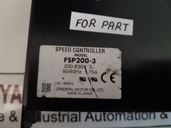 ORIENTAL MOTOR FSP200-3 SPEED CONTROLLER