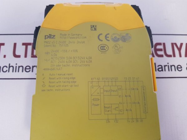 PILZ PNOZ S5 C 24VDC 2N/O 2N/OT SAFETY RELAY A010321