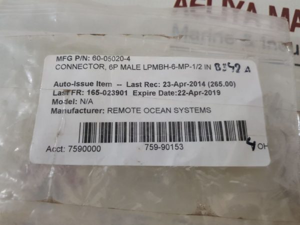 REMOTE OCEAN SYSTEMS 60-05020-4 CONNECTOR