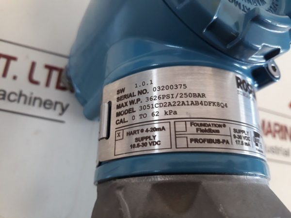 ROSEMOUNT 3051CD2A22A1AB4DFK8Q4 PRESSURE TRANSMITTER 3051