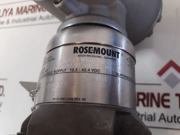 ROSEMOUNT 3051S1CD4A2E12F1KB4D2IAL4M5Q4Q8 PRESSURE TRANSMITTER