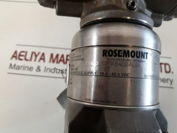 ROSEMOUNT 3051S1CG4A2E12F1KB4D2IAL4M5Q4Q8 PRESSURE TRANSMITTER