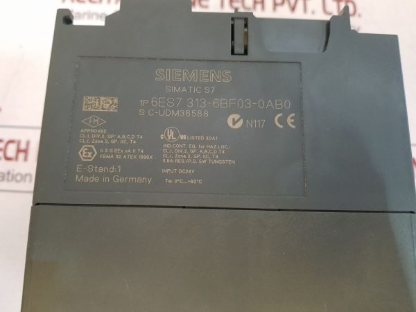 SIEMENS SIMATIC S7 6ES7 313-6BF03-0AB0 PROGRAMMABLE CONTROLLER
