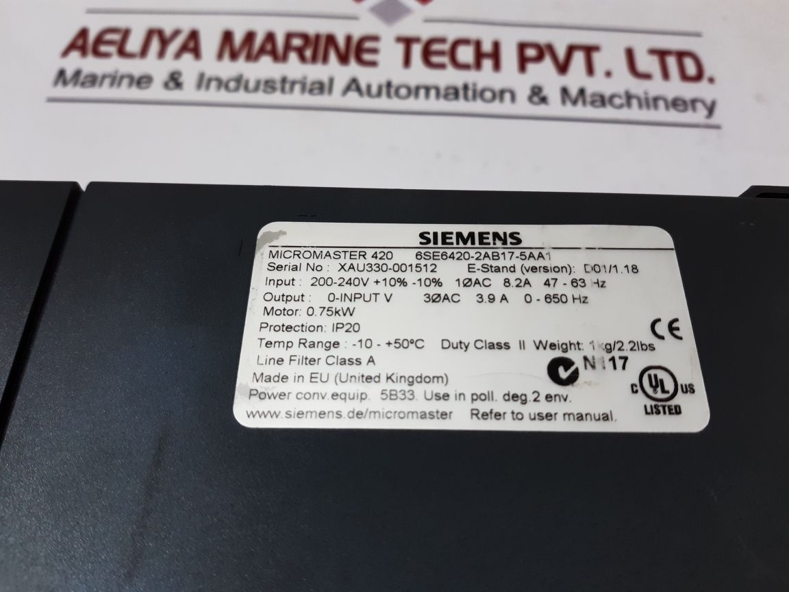 SIEMENS 6SE6420-2AB17-5AA1 MICROMASTER 4 PROFIBUS MODULE