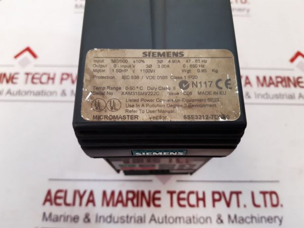 SIEMENS MICROMASTER VECTOR 6SE3212-7D 0/6SE3212-7DA40