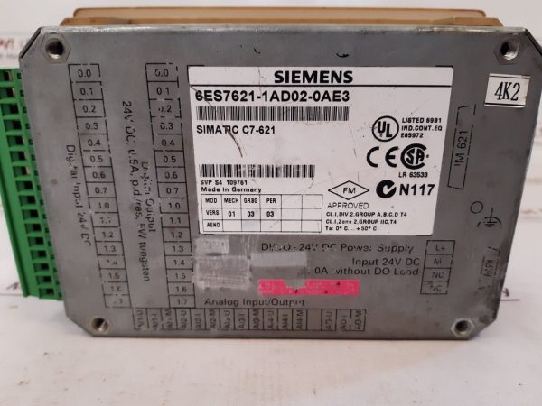 SIEMENS SIMATIC C7-621 COMPACT UNIT 6ES7621-1AD02-0AE3