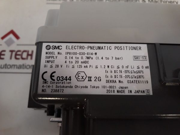 SMC IP8100-030-X14-W ELECTRO-PNEUMATIC POSITIONER IP8100