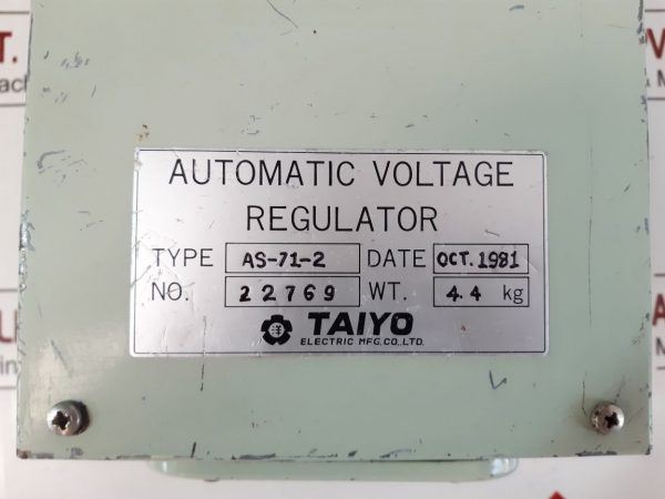 TAIYO ELECTRIC AS-71-2 AUTOMATIC VOLTAGE REGULATOR