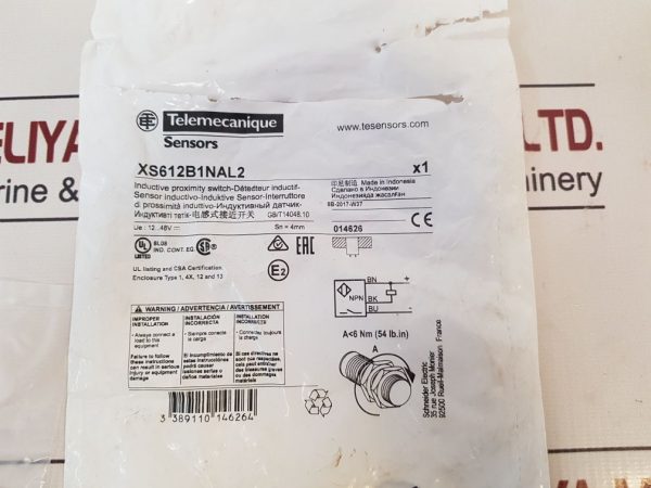 TELEMECANIQUE SCHNEIDER ELECTRIC XS612B1NAL2 INDUCTIVE PROXIMITY SWITCH