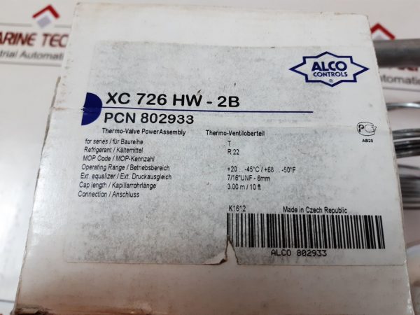ALCO CONTROLS XC726HW-2B THERMO-VALVE POWER ASSEMBLY