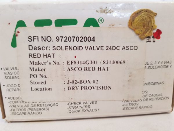 ASCO RED-HAT EF8314G301 SOLENOID VALVE