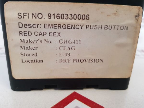 CROUSE-HINDS CEAG GHG411 EMERGENCY PUSH BUTTON RED CAP EEX