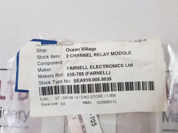 FARNELL ELECTRONICS SD3-2060-03 2 CHANNEL RELAY MODULE