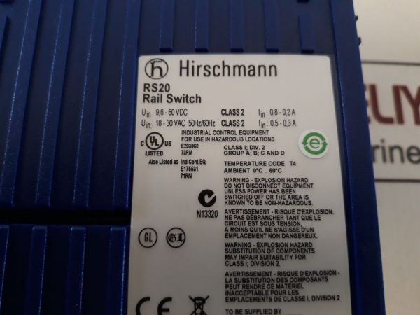 HIRSCHMANN RS20-0400M2M2SDHEHH05.0.02 INDUSTRIAL ETHERNET RAIL SWITCH