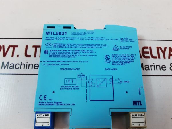MTL MTL5021 SAFETY BARRIER 20-35VDC