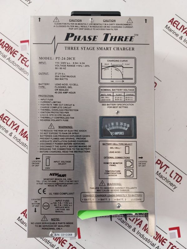 NEWMAR PHASE THREE PT-24-20CE THREE STAGE SMART CHARGER