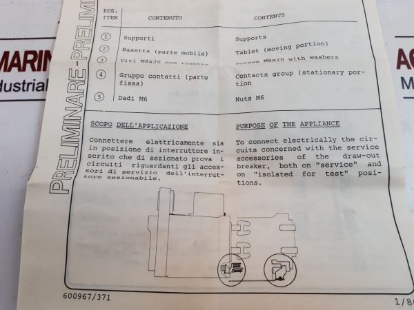 NOVOMAX 600967/371 SLIDING CONTACTS FOR ELECTRICAL ACCESSORIES