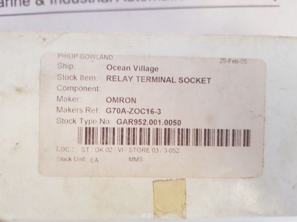 OMRON G70A-ZOC16-3 RELAY TERMINAL SOCKET DC24V