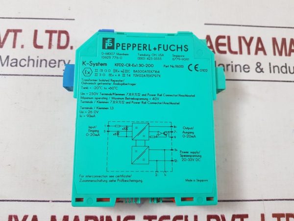 PEPPERL+FUCHS K-SYSTEM KFD2-CR-EX1.30-200 TRANSFORMER ISOLATED REPEATER 116313