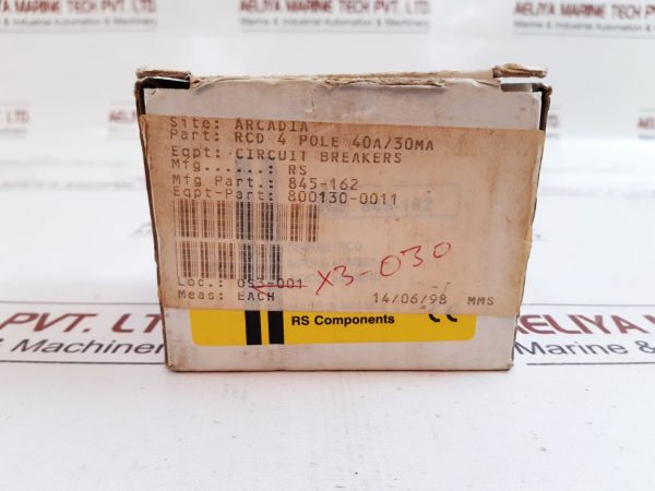 RS COMPONENTS 845-162 RESIDUAL CURRENT CIRCUIT BREAKER