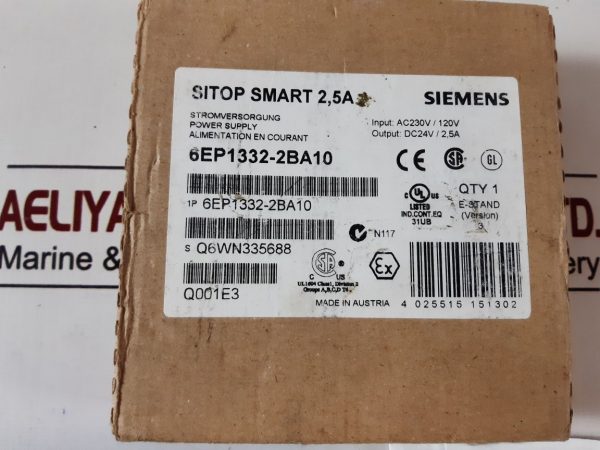 SIEMENS SITOP SMART 2,5A POWER SUPPLY 6EP1 332-2BA10