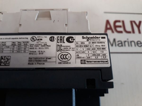 TELEMECANIQUE SCHNEIDER ELECTRIC LC1D12 CONTACTOR W416455350141