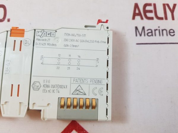 WAGO 750-517 2-CHANNEL RELAY OUTPUT MODULE