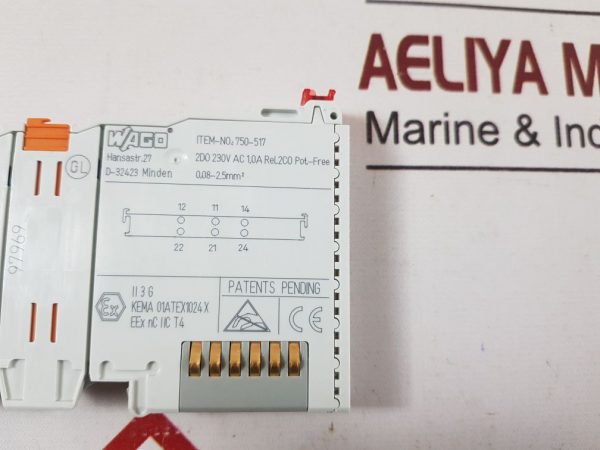 WAGO 750-517 2- CHANNEL RELAY OUTPUT MODULE 230V