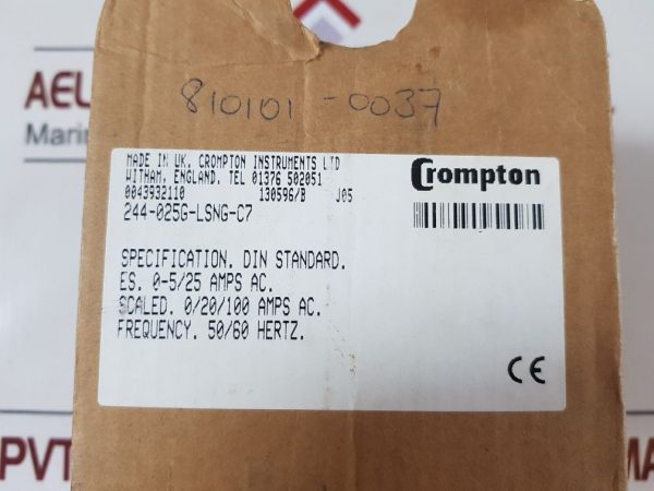 CROMPTON 244-025G-LSNG-C7 AMMETER 0-20/100A