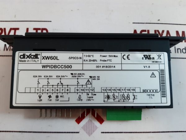 DIXELL / EMERSON XW60L-5P0C0-N TEMPERATURE CONTROLLER XW60L 230V