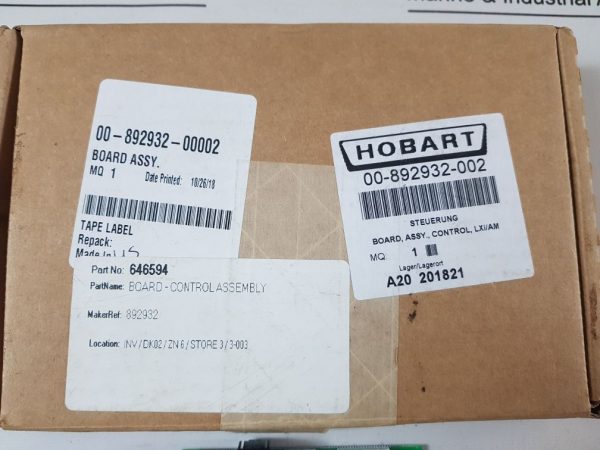 HOBART 00-892932-00002 BOARD CONTROL ASSEMBLY 646594