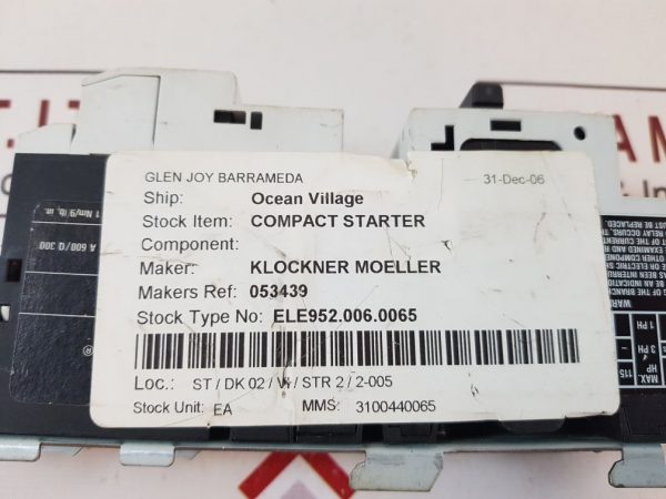 KLOCKNER MOELLER PKZM0-1,6/SE00-11-PKZ0 MOTOR PROTECTION STARTER