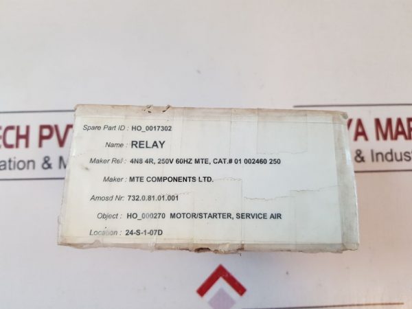 MTE 4N8 4R RELAY 250V 60HZ