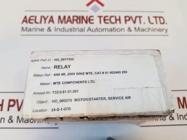 MTE 4N8 4R RELAY 250V, 60HZ